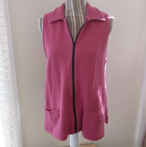 F.H Clothing Salmon Full Zip Cotton Ribbed Vest w Pockets Made in The USA - Picture 1 of 6